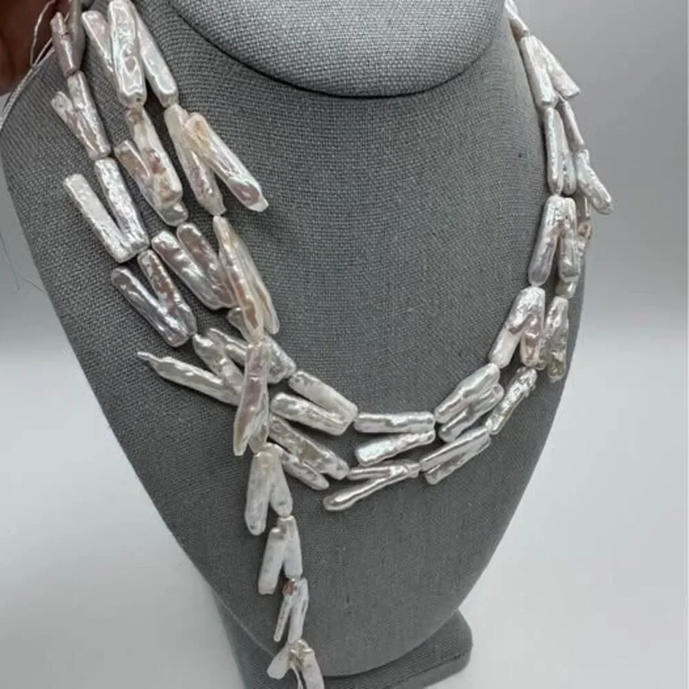 2.5 Strands White Baroque Freshwater Pearls – 16” Long for DIY